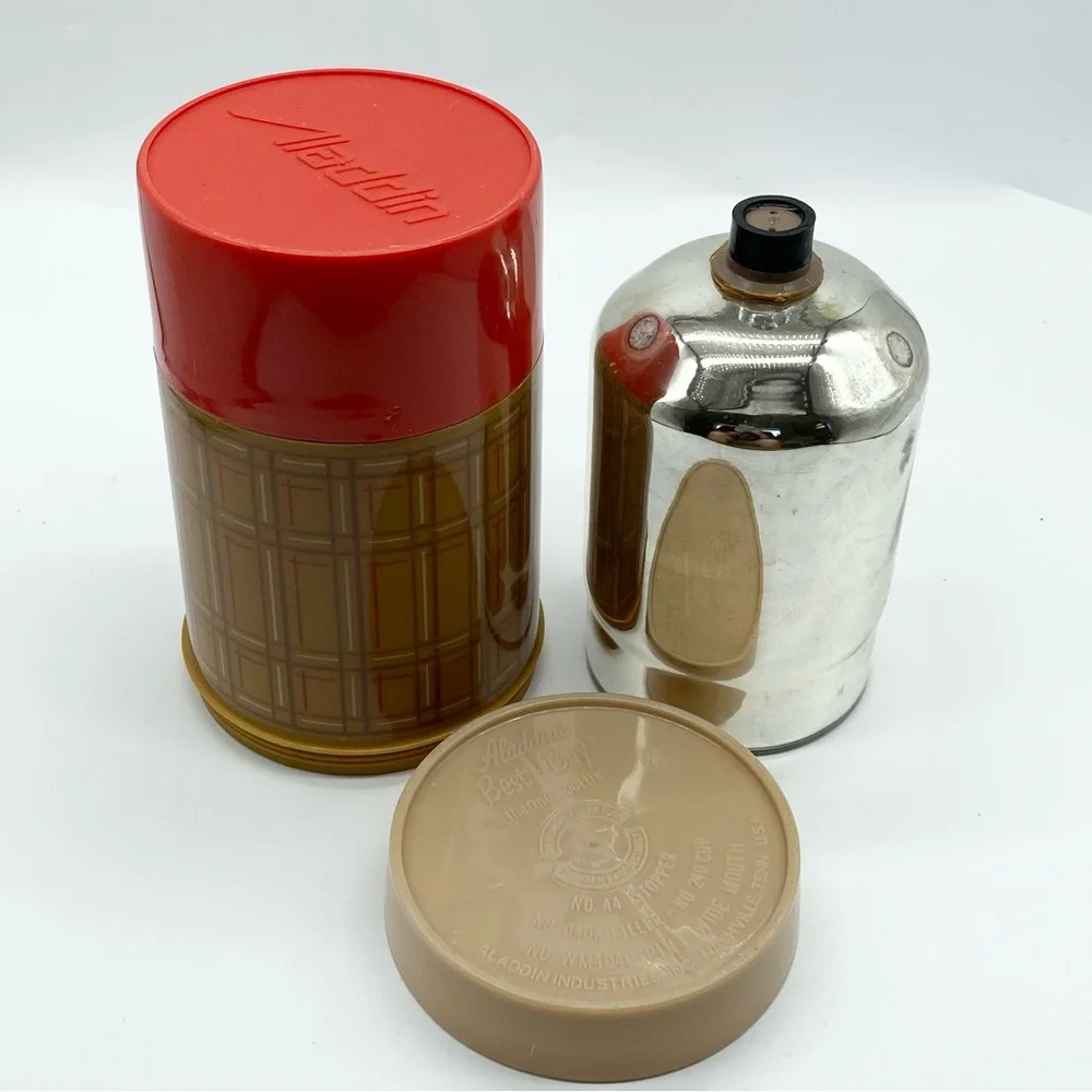 Vintage 1970s Aladdin Plaid Thermos Pint Size - Picture 10 of 13